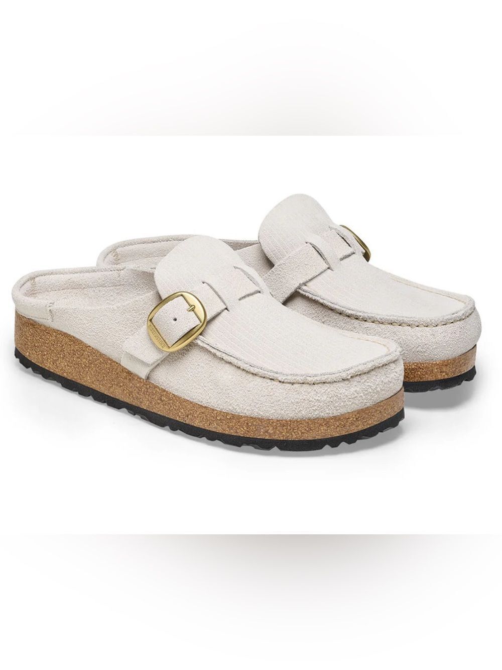 BIRKENSTOCK Buckley white leather mules clogs slip on shoes women’s eur 38 new